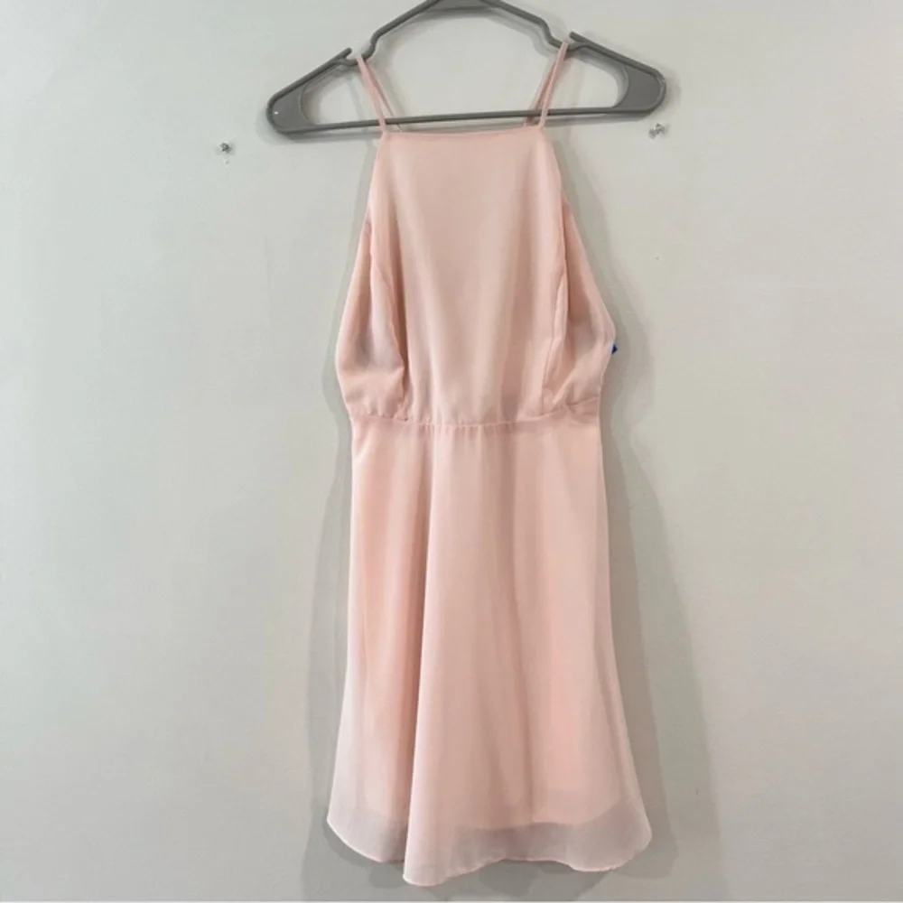 NWT Lulus Letter of Love Blush Pink Cross Cross Backless Skater Dress‎ SMALL